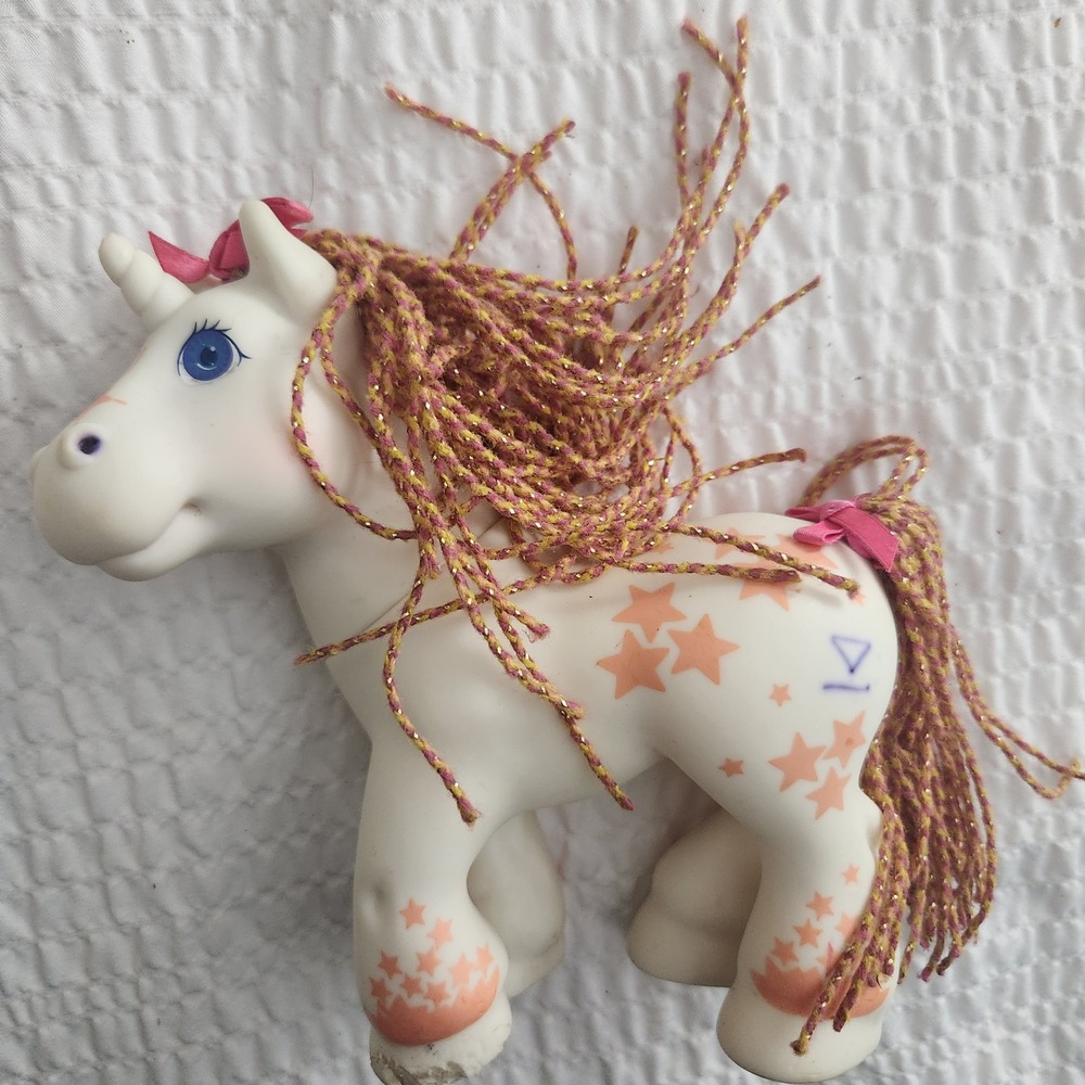 Vintage My Little Pony G1 Galaxy Twinkle Eye Unicorn White Orange Stars 1992